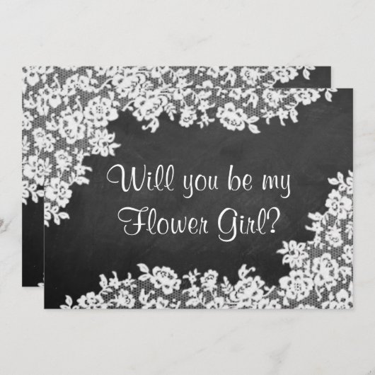 花の娘になってくれるか？黒板とレース 招待状 (正面/裏面)
