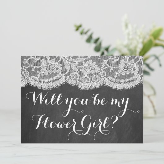 花の娘になってくれるか?黒板とレース 招待状 (スタンド正面)