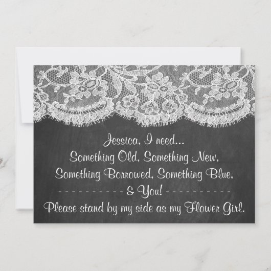 花の娘になってくれるか？黒板とレース 招待状 (裏面)