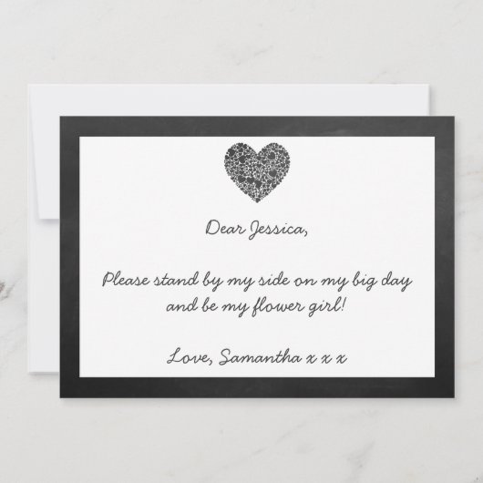 花の娘になってくれるか？黒板ハートカード 招待状 (裏面)