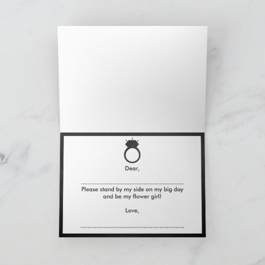 花の娘になってくれるか？黒板リングや輪カード 招待状 (内部)