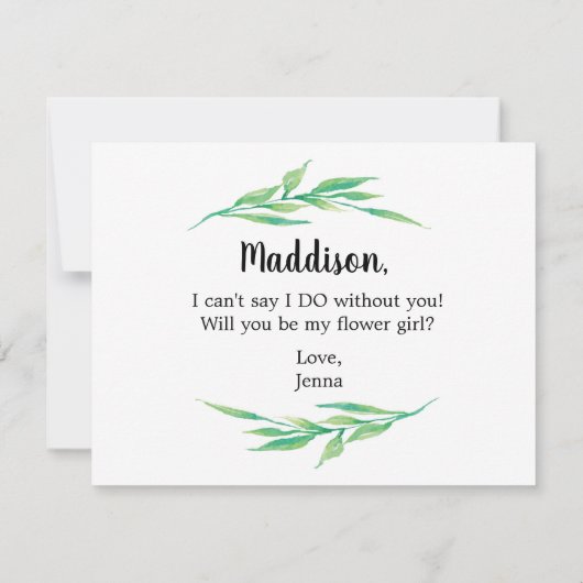 花の娘は緑 招待状 (裏面)