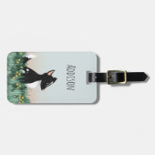 花の子どもたちがかわいい犬の漫画 ラゲッジタグ (正面横)