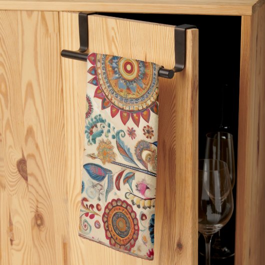 花の子フォークアートキッチンタオル キッチンタオル (三つ折り)