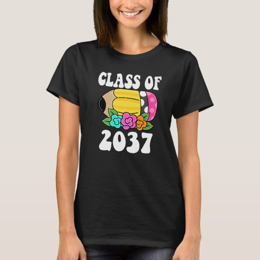 花の子供たちの新学期クラス2037年 幼稚園 ペン Tシャツ (正面)