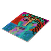 花の子抽象芸術ポートレートの女性 タイル (側面)