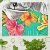 花の子犬アート キッチンタオル (折り畳み)