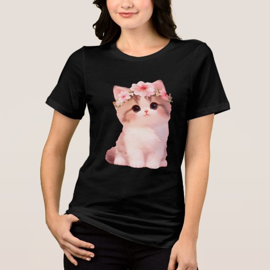 花の子猫のクラウンチャーム トライブレンドＴシャツ (正面)
