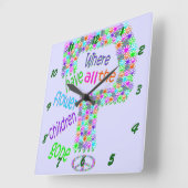 花の子 スクエア壁時計 (傾斜)