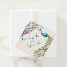 花の孔雀エンゲージメントパーティーの景品ギフトタグ