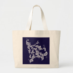 花の孔雀パターン白くカスタムなトートバック ラージトートバッグ
