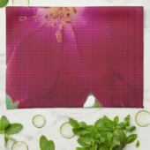 花の完成:市松模様にバラ花の模様アート キッチンタオル (折り畳み)