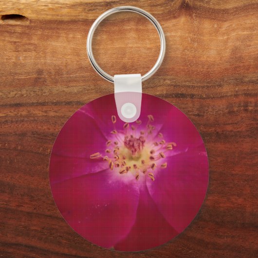 花の完成:市松模様にバラ花の模様アート キーホルダー (正面)