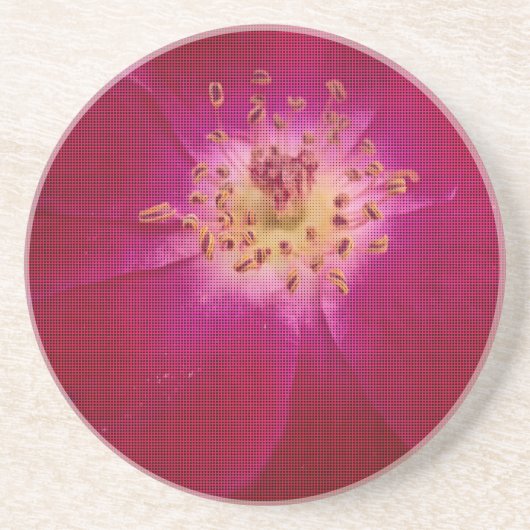 花の完成:市松模様にバラ花の模様アート コースター (正面)