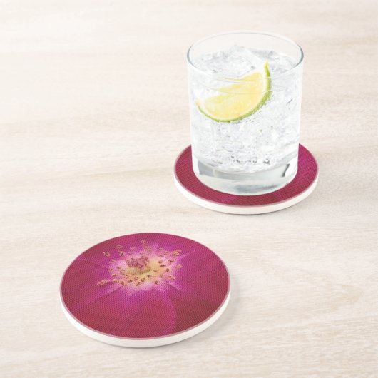 花の完成:市松模様にバラ花の模様アート コースター (側面)