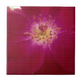 花の完成:市松模様にバラ花の模様アート タイル (正面)