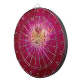 花の完成：市松模様にバラ花の模様アート ダーツボード (正面右)