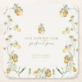 花の完璧な梨のブライダルシャワー スクエアペーパーコースター (正面)