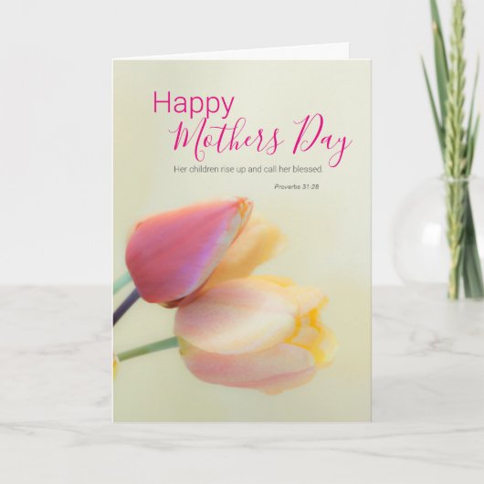 花の宗教的な母の日の聖書の一節 カード (正面)