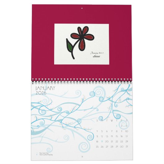 花の宝石 カレンダー (1月 2026)