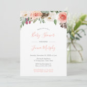 花の実 ラスティックな冬の女の子のベビーシャワー 招待状 (スタンド正面)