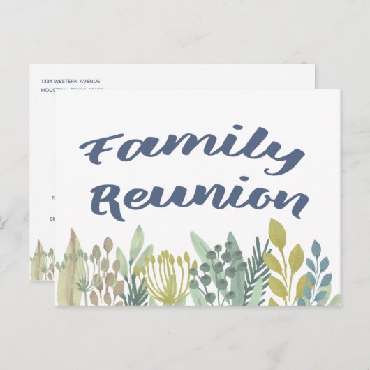 花の家族会のピクニック インビテーションポストカード (正面/裏面)