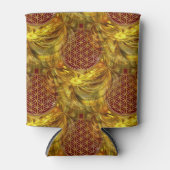 花の寿命 – 継ぎ目のないパターン – 金ゴールドの輝き 缶クーラー (正面)