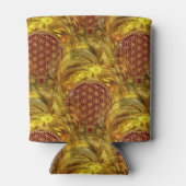 花の寿命 – 継ぎ目のないパターン – 金ゴールドの輝き 缶クーラー (裏面)