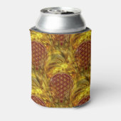 花の寿命 – 継ぎ目のないパターン – 金ゴールドの輝き 缶クーラー (缶裏面)