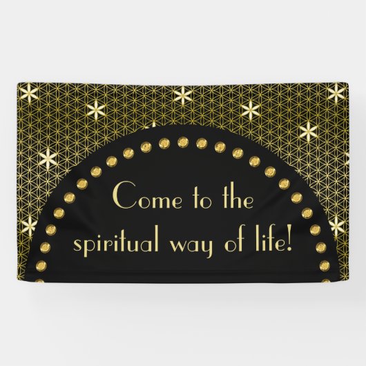 花の寿命 – 継ぎ目のないパターン – 金色 横断幕 (横)