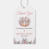 花の小さなかぼちゃのベビーシャワープレゼント ギフトタグ (正面)