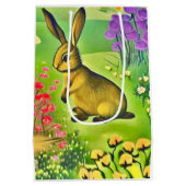 花の小さなウサギ ミディアムペーパーバッグ (裏面)