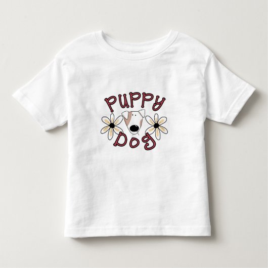 花の小犬のTシャツおよびギフト トドラーTシャツ (正面)