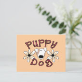 花の小犬のTシャツおよびギフト ポストカード (スタンド正面)