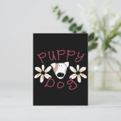 花の小犬のTシャツおよびギフト ポストカード (スタンド正面)