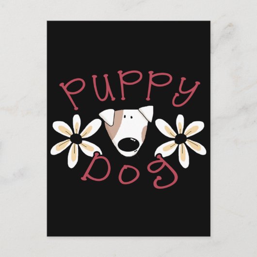 花の小犬のTシャツおよびギフト ポストカード (正面)
