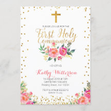 花の少女の初めての聖体拝領の招待状