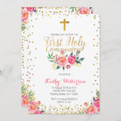 花の少女の初めての聖体拝領招待状 招待状 (正面/裏面)