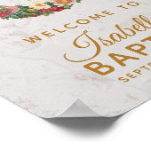 花の少女の洗礼 ゴールドクロス ローズの花輪 大理石 ポスター (角)