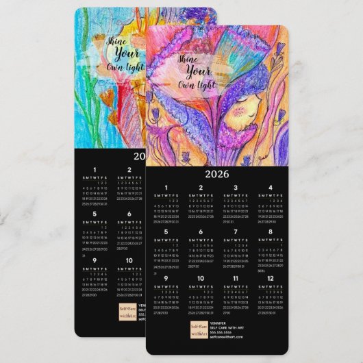 花の少女オイルパステルアートカレンダーカード 招待状 (正面/裏面)