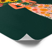 花の少女 カラフル アート プリント (角)