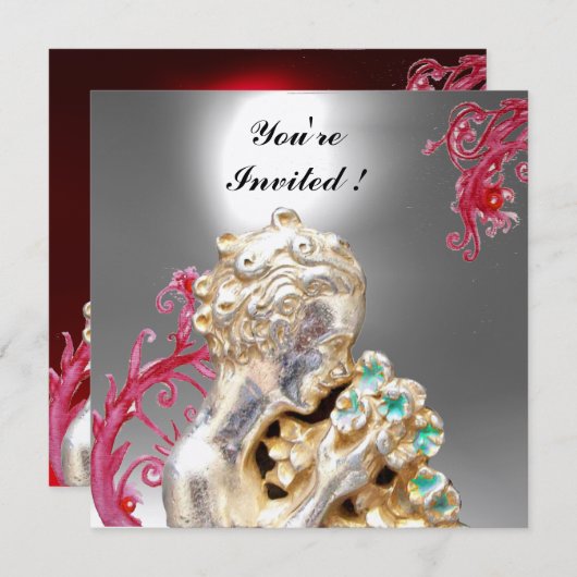 花の少女 , 赤いバーガンディルビー, 白 招待状 (正面/裏面)