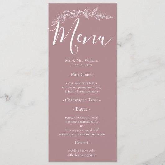 花の崇敬 メニュー (正面)