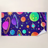 花の巣：惑星と星 ビーチタオル (正面)