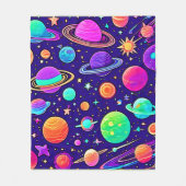花の巣：惑星と星 フリースブランケット (正面)