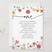 花の席札カード | テーブル1 招待状 (正面)