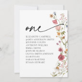 花の席札カード | テーブル1 招待状 (正面)