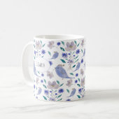 花の帽子をかぶったかわいいスズメ コーヒーマグカップ (正面左)