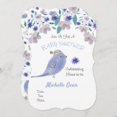 花の帽子をかぶったかわいい青いスズメ (正面/裏面)