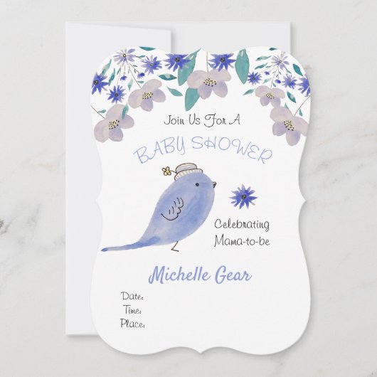 花の帽子をかぶったかわいい青いスズメ (正面)